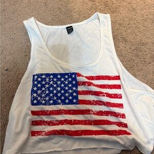SHEIN White Tank Top with American Flag Design